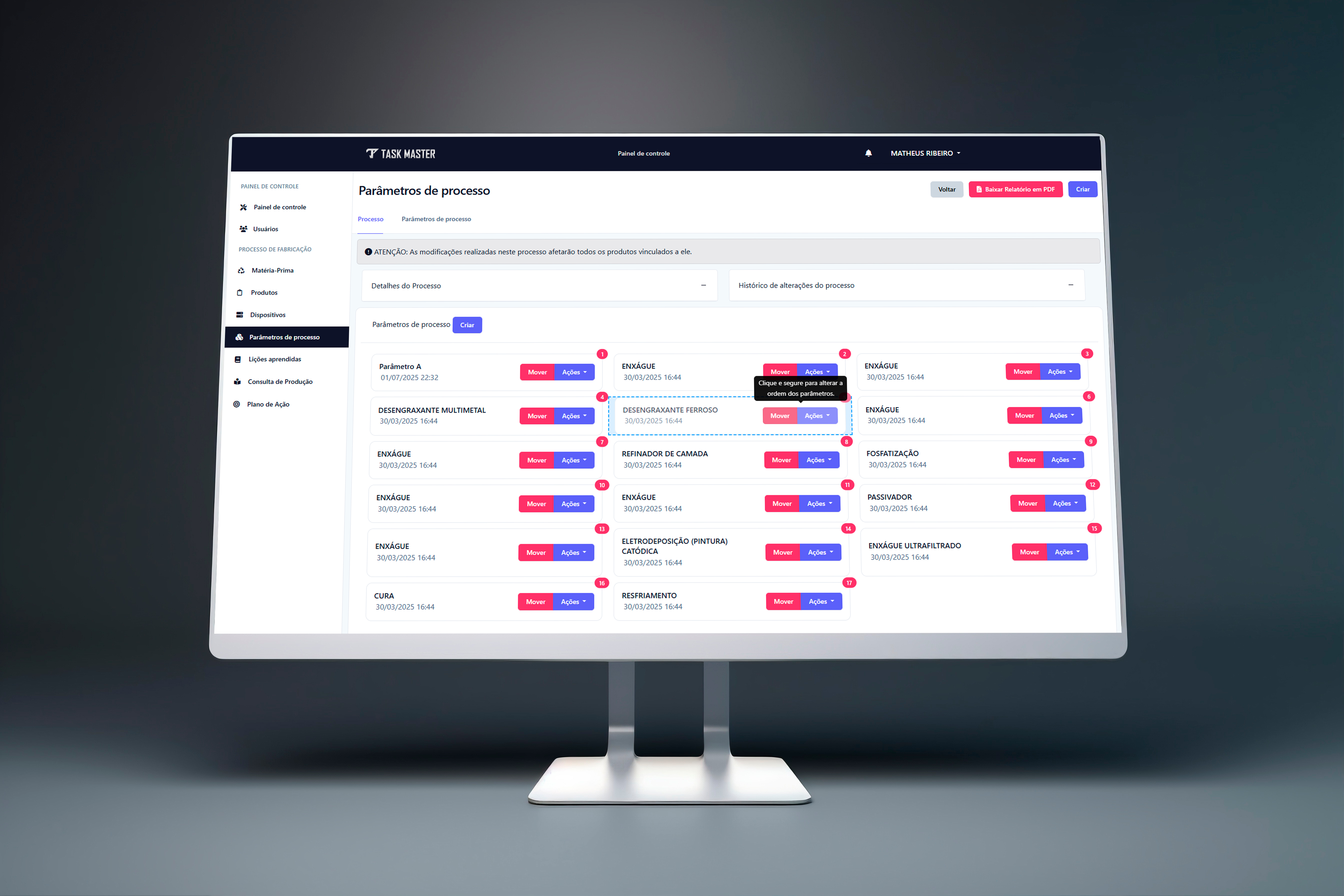 Parâmetros de Processo